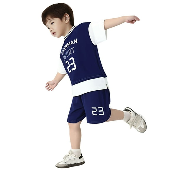 oqasdz Boys Summer Outfits 2 Piece Set Casual Short Sleeve Letter Print Sports Athletic T Shirts and Shorts For Toddler Kids/6-7 Years