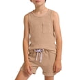 thumbnail image 1 of oqasdz Boys Summer Outfits Sleeveless Kids Solid Color Tank Tops and Drwastring Shorts with Pockets Athletic Sports Clothes Sets, 1 of 5