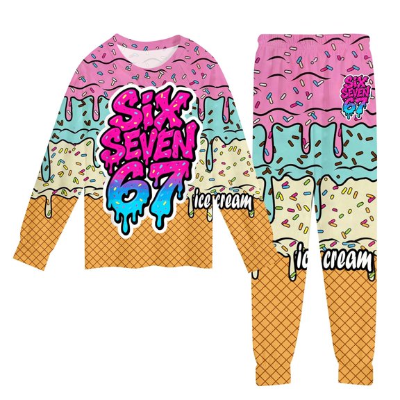 oqasdz Boys Summer Pajama 2 Piece Loungewear with Ice Print Soft Sleepwear for Kids and Toddler Loose Fit Pajama Set