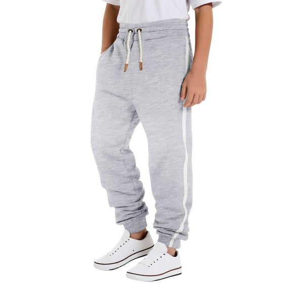 oqasdz Boys Sweatpants with Contrast Stripes Elastic Tapered Joggers Pants for Kids Athletic Casual Loose Fit Outdoor Daily Wear Size 11 Y-12 Y