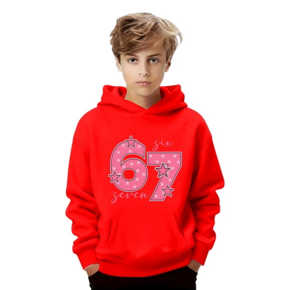 oqasdz Boys Sweatshirts Girls Casual Hooded Sweatshirt Long Sleeve Pullover with Graphic Print for Everyday Wear Youth Soft Thickened Hoodie