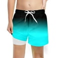 thumbnail image 1 of oqasdz Boys Swim Trunks Fashion Gradient Color Drawstring Shorts with Compression Liner Stretchy Swim Shorts Size 7 Y-8 Y, 1 of 3