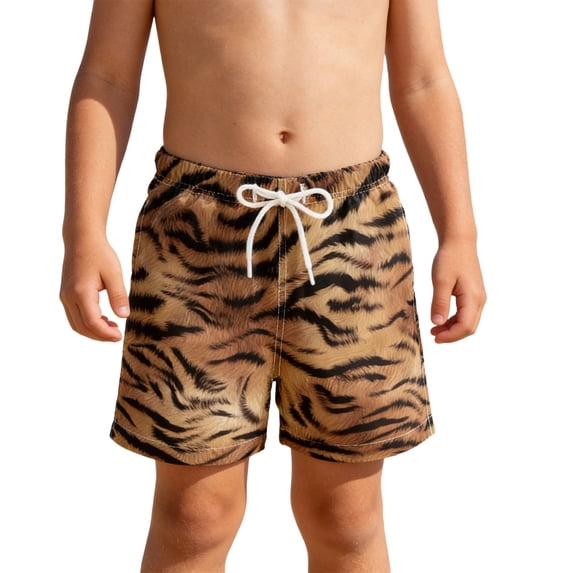 oqasdz Boys Swim Trunks with Compression Liner Drawstring Waist Leopard Printed Comfortable Shorts for Kids Swimming Summer Vacation