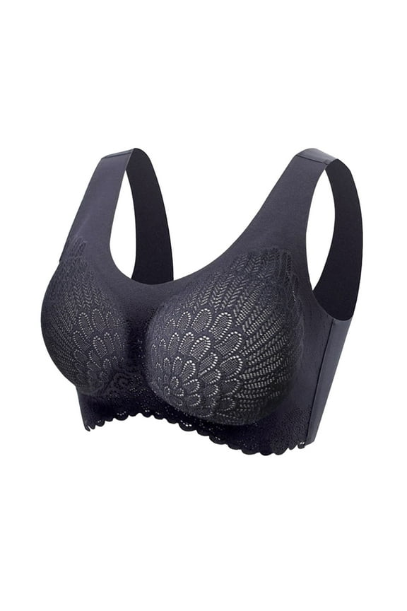 Bras for Women Gathering Sleep Latex Underwear No Steel Ring Traceless Back Heart Bra