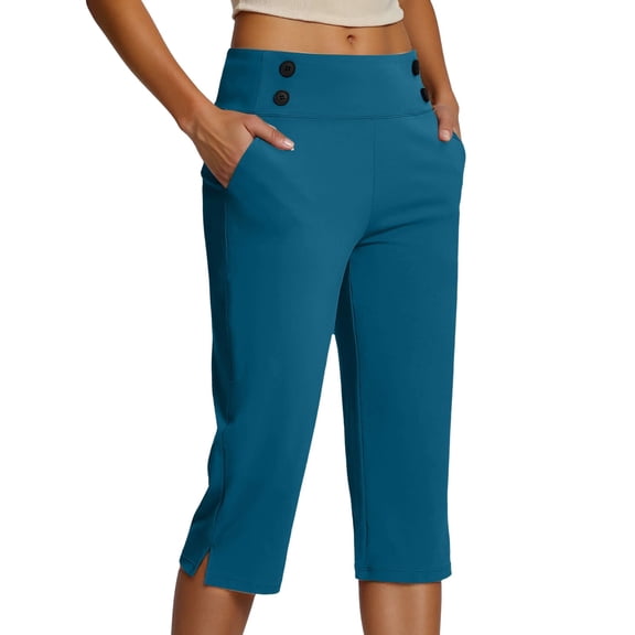 oqasdz Capri Pants for Women Stretch Capris Casual Workout High Waist Leggings Crop Slim Fit Yoga Pant