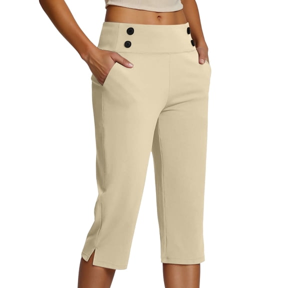 oqasdz Capri Pants for Women Stretch Capris Casual Workout High Waist Leggings Crop Slim Fit Yoga Pant