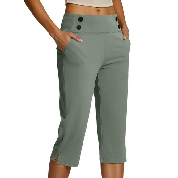 oqasdz Capri Pants for Women Stretch Capris Casual Workout High Waist Leggings Crop Slim Fit Yoga Pant