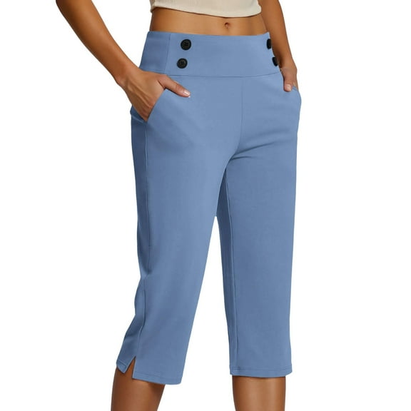 oqasdz Capri Pants for Women Stretch Capris Casual Workout High Waist Leggings Crop Slim Fit Yoga Pant