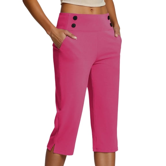 oqasdz Capri Pants for Women Stretch Capris Casual Workout High Waist Leggings Crop Slim Fit Yoga Pant