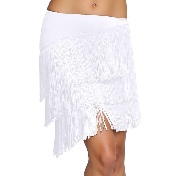 oqasdz Carnival Fringe Skirts fow Women with Flowy Tassel Solid Color Bohemian Style Asymmetrical Hem Mini Skirt Casual Party Evening Wear