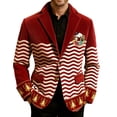thumbnail image 1 of oqasdz Carnival Mens Suit Jacket Striped Print One Button Corduroy JacketS Stylish Stretch Slim Fit Dress Coat Party Evening Wedding Prom, 1 of 5