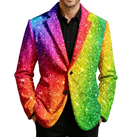 oqasdz Carnival Suit Jacket for Men Corduroy Print Style Jacket for Classic Fit Stretch Dress Coat Daily Formal Outdoor Activities