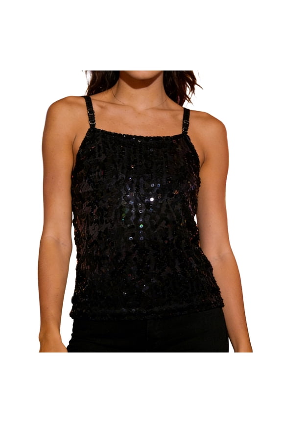 Carnival Womens Camisole Sparkling Sequins Stretch Sleeveless Shiny Vest Tank Top for Party Evening Nightclub Elegant Stage Show