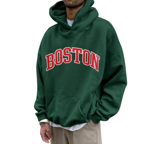 oqasdz Casual Hooded Sweatshirt Hoodie Tops Personalized Letter Printed Men's Coats Long Sleeve Pullover Holiday Male Dailywear