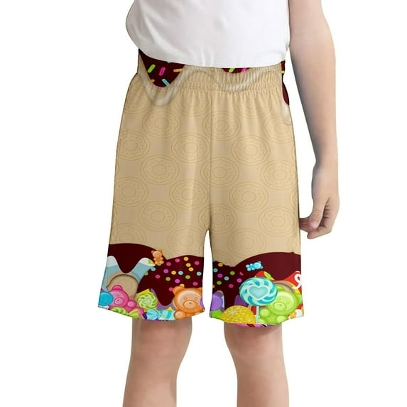 oqasdz Child Girls Boys Shorts Ice Cream Print Elastic Waist Comfortable Shorts With Pockets Sports Active Board Shorts Size 7 Y-8 Y