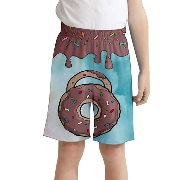 oqasdz Child Girls Boys Shorts Ice Cream Print Elastic Waist Comfortable Shorts With Pockets Sports Active Board Shorts Size 7 Y-8 Y