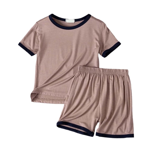 oqasdz Child Kids Girls Pajamas Short Sleeve Silk Soft Sleepwear Tops and Shorts Thin Breathable Homewear Pajama Set Size 2 Y-3 Y