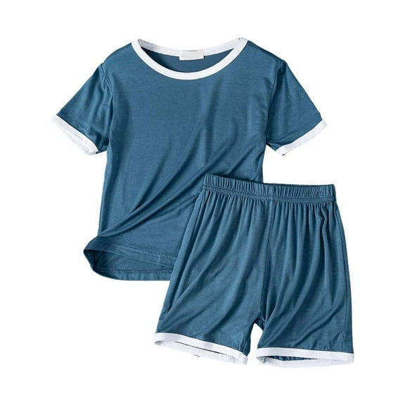 oqasdz Child Kids Girls Pajamas Short Sleeve Silk Soft Sleepwear Tops and Shorts Thin Breathable Homewear Pajama Set Size 2 Y-3 Y