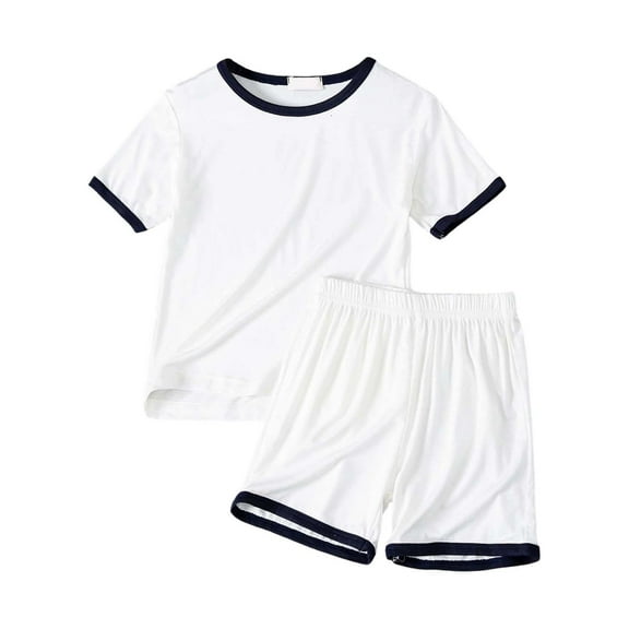 oqasdz Child Kids Girls Pajamas Short Sleeve Silk Soft Sleepwear Tops and Shorts Thin Breathable Homewear Pajama Set Size 4 Y-5 Y