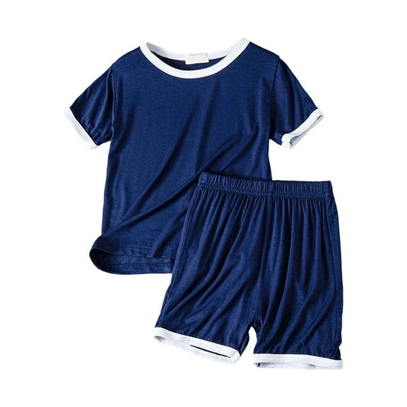 oqasdz Child Kids Girls Pajamas Short Sleeve Silk Soft Sleepwear Tops and Shorts Thin Breathable Homewear Pajama Set Size 8 Y-9 Y