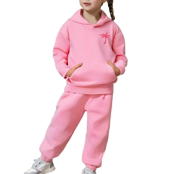 oqasdz Child Toddler Boys Girls Long Sleeve Solid Color Warm Hoodie Pullover Tops and Pants Kids Outfits Sweat Suit/1-2 Years