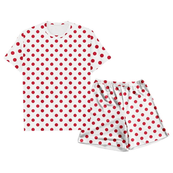 oqasdz Children Kids Girls Pajamas Boys Polka Dot Printed Short Sleeved Top and Shorts Homewear Soft Pajama Set Size 4 Y-5 Y