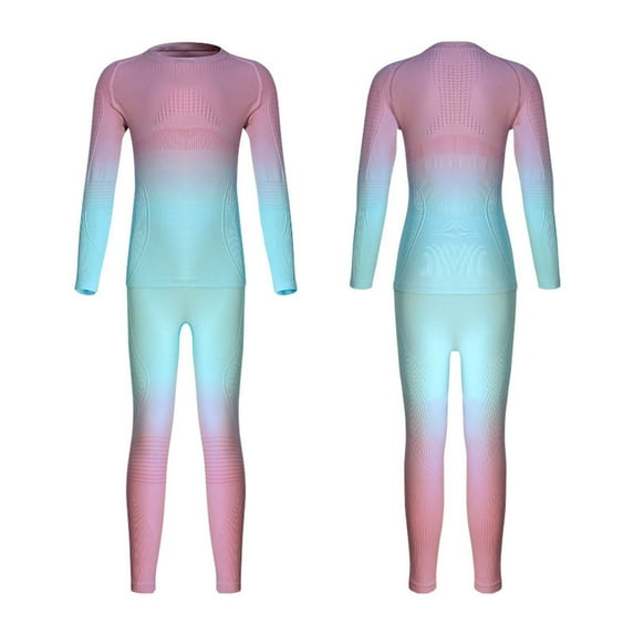 oqasdz Children's High Elasticity Quick Drying Woven Ski Function Compression Sweat Wicking Breathable and Warm Base Layer Gradient