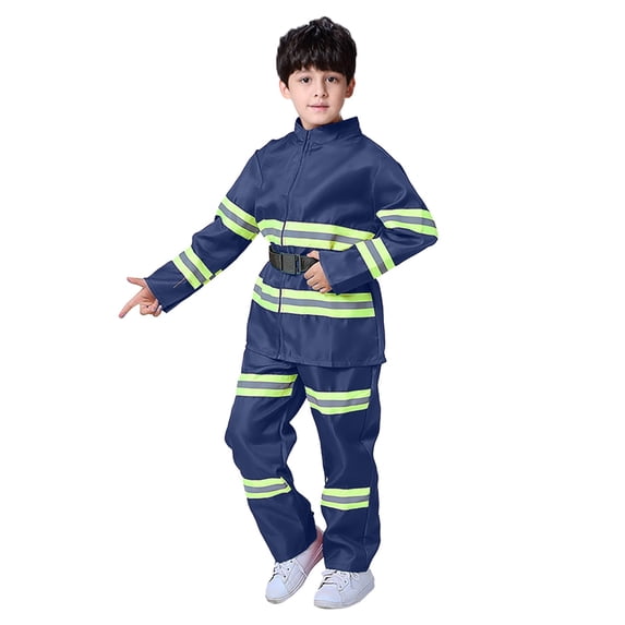 oqasdz Chritsmas Outfits Fireman Children Boys Outfits Dress up Fire Fighter 3 Piece Set School Performance Accessories Campus Set