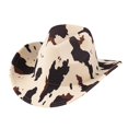 thumbnail image 1 of oqasdz Classic Cow Print Cowboy Hat Curled Wide Brim Hat for Party Festival Stage Performance Theme Event Dress‑Up Fashion Headwear, 1 of 3