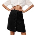 thumbnail image 1 of oqasdz Corduroy Skirt High Waisted Button Down Solid Color Mini A Line Fall Winter Short Skirt with Pockets Casual Stretch Comfort Fit, 1 of 4