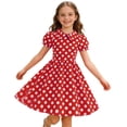 thumbnail image 1 of oqasdz Dresses for Girls Casual Short Sleeve Polka Dot Print Sundress with Collared Soft Playwear for Toddlers and Kids Princess Summer Dress, 1 of 4