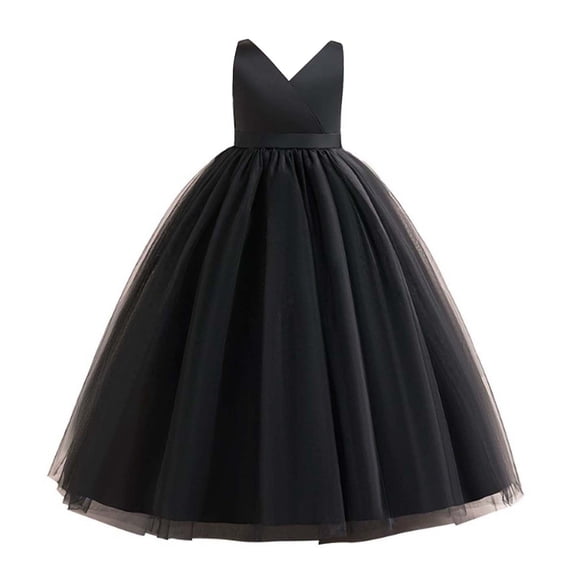 oqasdz Dresses for Girls Children Flower Girl Dress with Sleeveless Satin Net Long Puff Skirt for Birthday Performance Wedding Dress