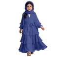 thumbnail image 1 of oqasdz Dresses for Girls Elegant Solid Three Layer Chiffon with Waistband and Headscarf for Celebration Holiday Party Dress, 1 of 5