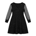 thumbnail image 1 of oqasdz Dresses for Girls Kids V Neck Puff Long Sleeve Mesh Casual High Waist A Line Short Formal Dress Solid Party Wedding Dress, 1 of 6