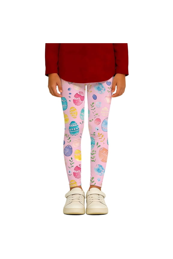 EEaster Print Girls Tights Stretchy Athletic Base Layer Leggings for Toddler Kids Playwear Versatile Casual Outdoor
