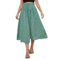 thumbnail image 1 of oqasdz Floral Prints Midi Skirt Boho Flowy Elastic High Waist A Line Skirt Bow Linen Flared Summer Beach Long Skirts for Women with Pockets, 1 of 6