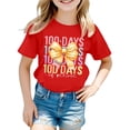 thumbnail image 1 of oqasdz Girls 100 Days of School Shirt Graphic Short Sleeve Back To School Top Tee Cute Round Neck Shirt Stretch Loose Durable Summer Dailywear, 1 of 4