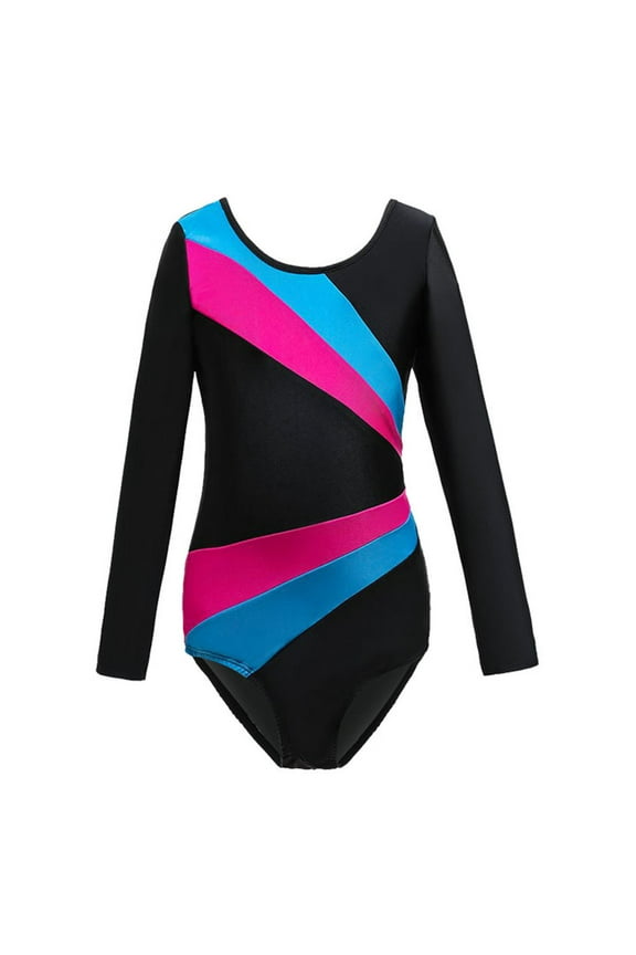 Girls Bodysuits Leotards for Gymnastics Outfits Kids One Piece Colorful Long Sleeve Dancewear Trainning Clothes Casual Loose Fit Daily Wear