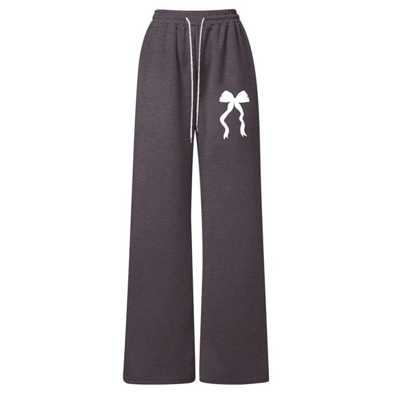 oqasdz Girls Bow Knot Straight Leg Cozy Pants with Back Pocket and Drawstring Athletic Sweatpants Loose Soft Casual Dailywear