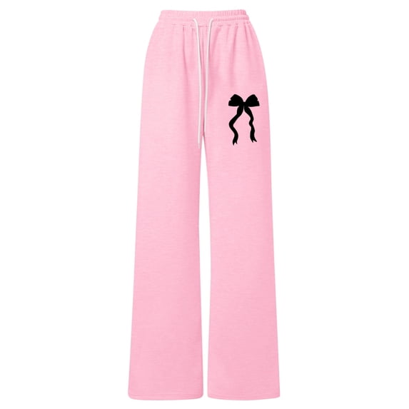 oqasdz Girls Bow Knot Straight Leg Cozy Pants with Back Pocket and Drawstring Athletic Sweatpants Versatile Casual Dailywear