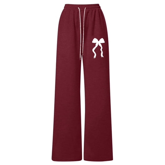 oqasdz Girls Bow Knot Straight Leg Cozy Pants with Back Pocket and Drawstring Athletic Sweatpants Versatile Casual Dailywear