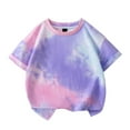 thumbnail image 1 of oqasdz Girls Boys T Shirts Tie Dye Short Sleeve Tops Casual Summer Tees for Toddler Kids Comfortable T Shirt Tops, Size 9-10 Years, 1 of 3