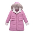 thumbnail image 1 of oqasdz Girls Coats Big Kids Long Sleeve Detachable Hooded Jackets with Pockets Thicken Warm Quilted Outerwear Top Coat Outwear Size 7 Y-8 Y, 1 of 6