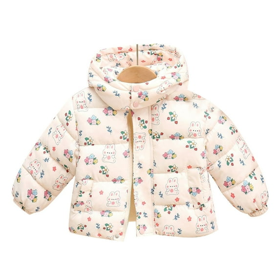 oqasdz Girls Coats Children Toddler Down Baby Fall Winter Quilted Outerwear Girls Floral Small Warm Lined Cozy Top Coat Outwear Size 7 Y-9 Y