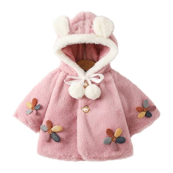 oqasdz Girls Coats Fall Winter Colorful Flower Prints Hooded Warm Outerwear Soft Comfortable Fabric Top Coat Outwear Size 3 M-6 M