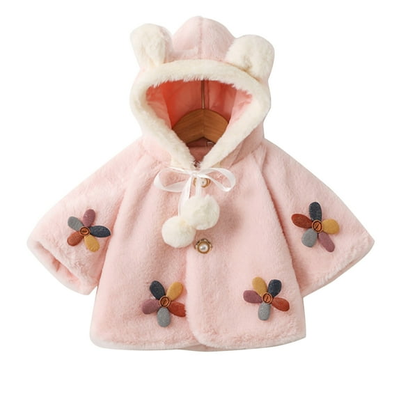 oqasdz Girls Coats Fall Winter Colorful Flower Prints Hooded Warm Outerwear Soft Comfortable Fabric Top Coat Outwear Size 6 M-12 M