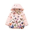 thumbnail image 1 of oqasdz Girls Coats Fall Winter Export Quilted Girls Butterfly Print Hooded Children Small Quilted Outerwear Soft Top Coat Outwear Size 3 Y-4 Y, 1 of 6