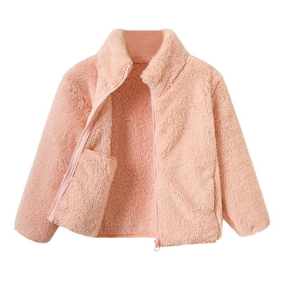 oqasdz Girls Coats Fall Winter Lined Casual Top for Boys Girls Big Kids Thermal Long Pile Coral Top Coat Outwear Size 16 Over Y-