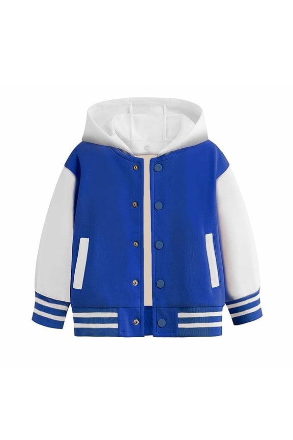 Girls Coats and Jackets Boys Spring Fall Long Sleeve Color Block Baseball Jacket Hooded Outerwear Comfortable Top Coat Outwear Size 3 Y-4 Y