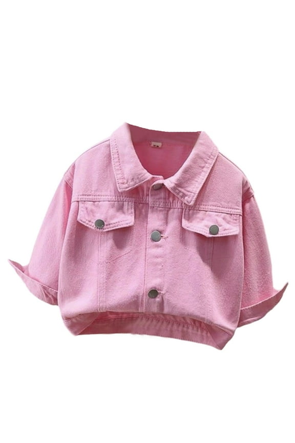 Girls Denim Jacket fors Kids Outerwear Lightweight Fall Spring Coat with Classic Design Fit Long Sleeve Casual Versatile Daily Wear